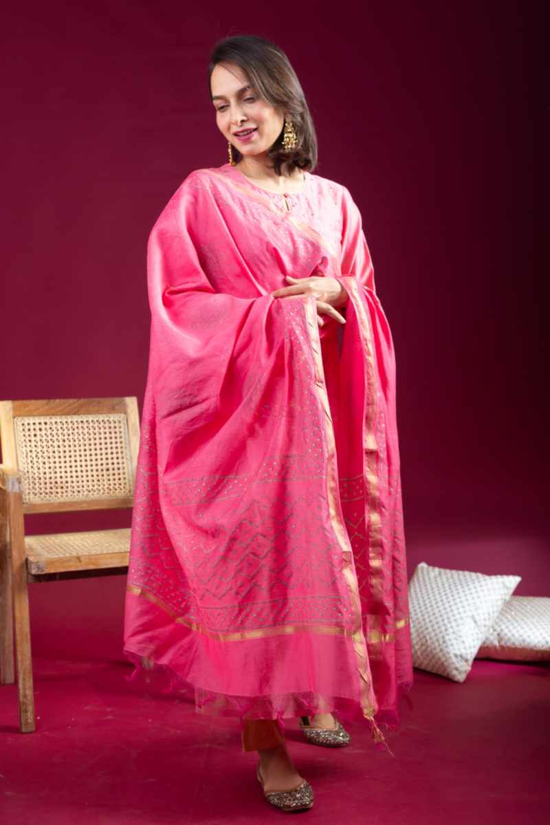 Image for Kusvaa Vcr248 Mahek Chanderi Straight Kurta Front