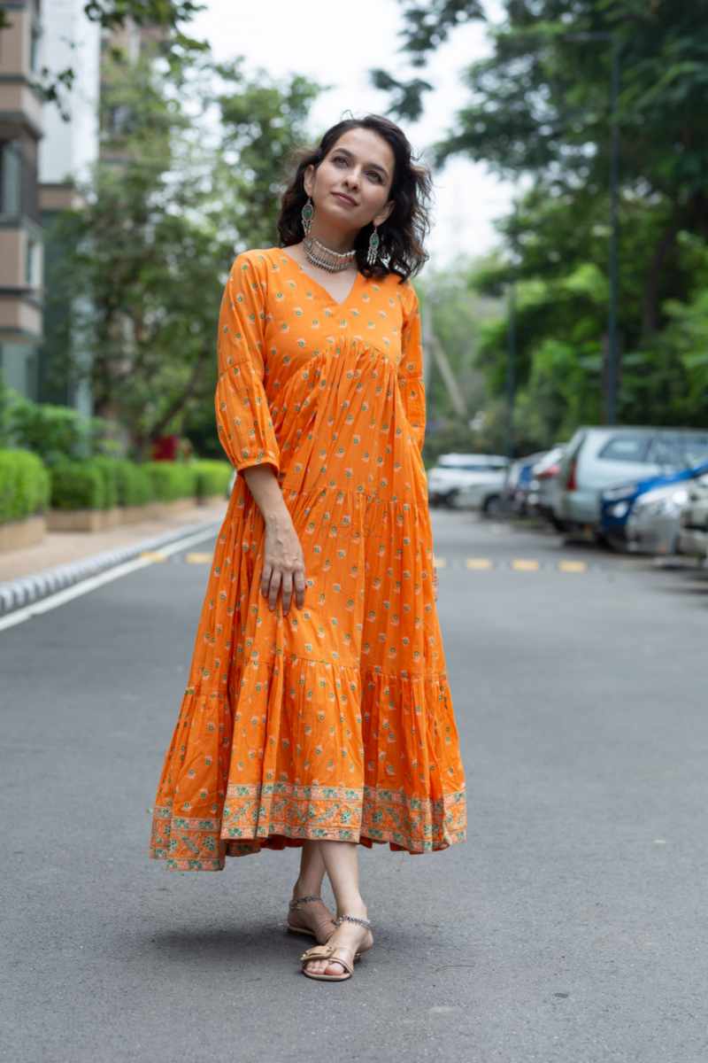 Image for Kusvaa Ws1056 Sashriti Cotton A Line Dress Front
