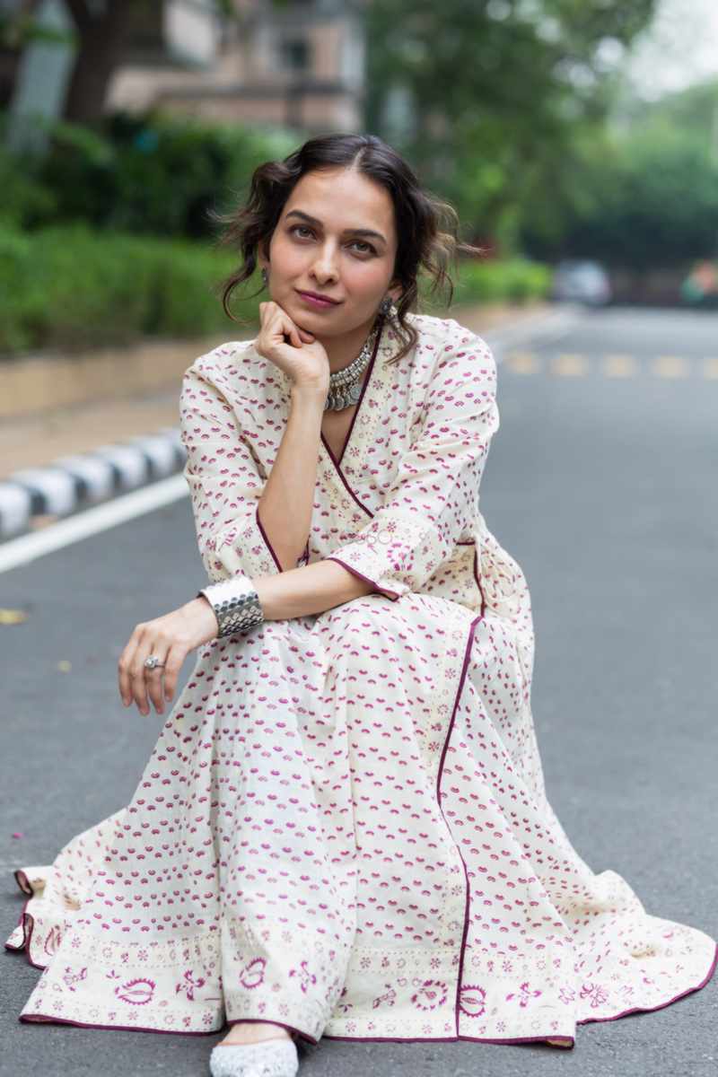 Image for Kusvaa Ws1063 Menaja Cotton Kalidar Kurta Sitting