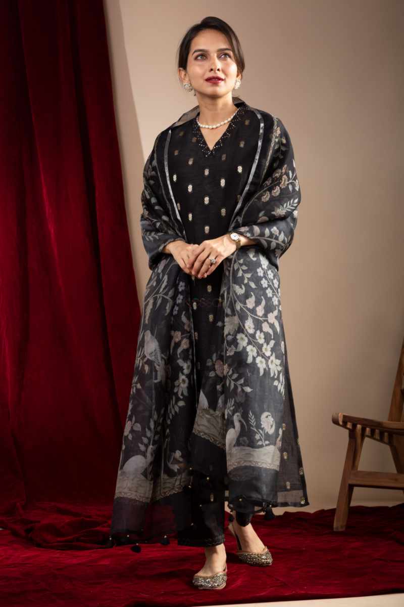 Image for Kusvaa Ws1068 Aamira Chanderi Complete Suit Set Featured