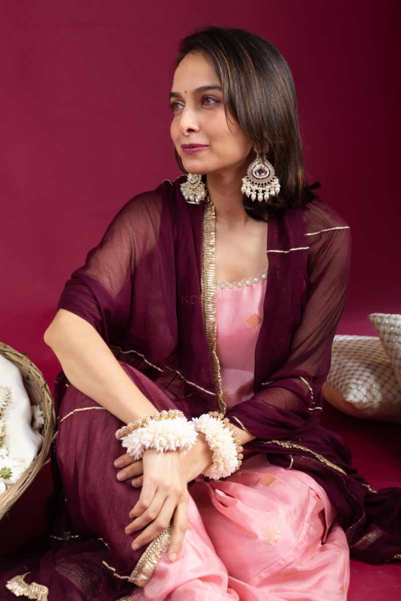 Image for Kusvaa Ws1072 Nimphy Complete Sharara Set Sitting