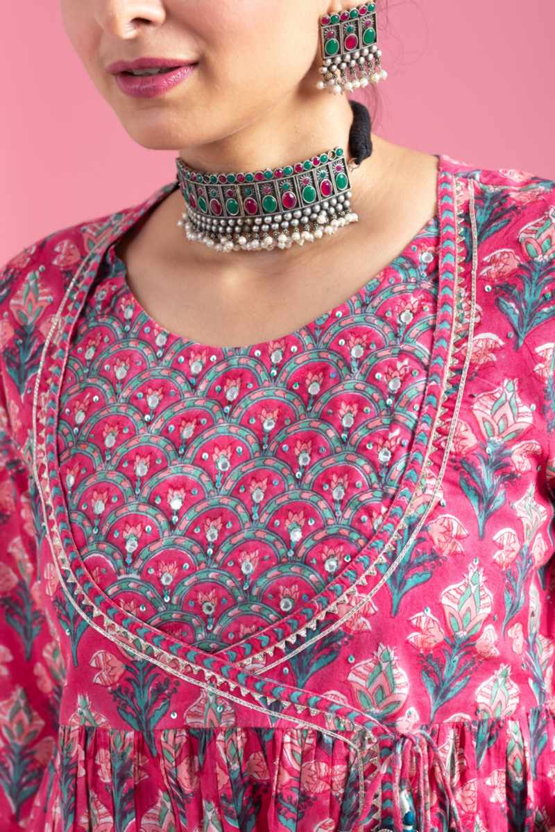 Image for Kusvaa Wsr415 Chitradevi Cotton Kurta With Dhoti Set Closeup