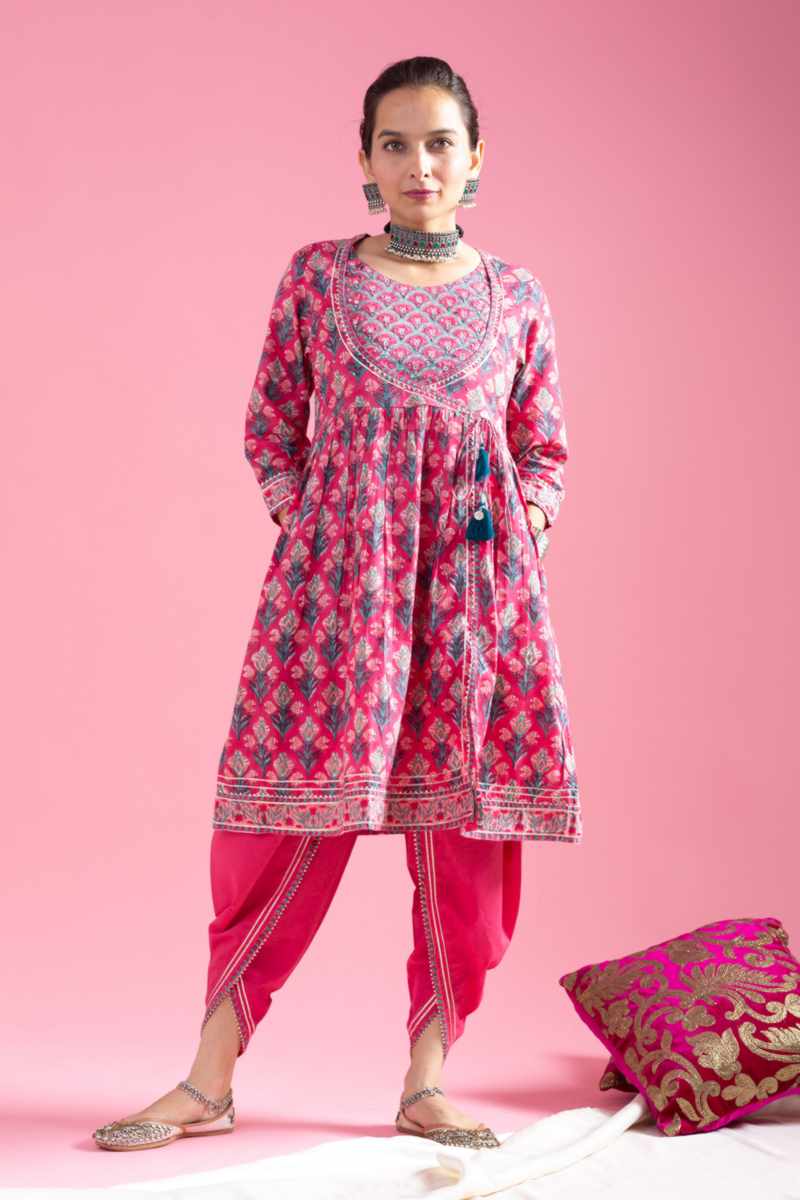 Image for Kusvaa Wsr415 Chitradevi Cotton Kurta With Dhoti Set Side