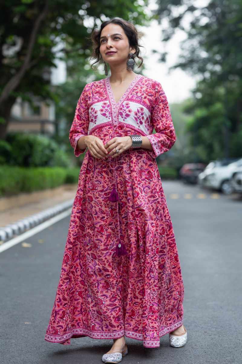 Image for Kusvaa Wsr420 Giynna Cotton Handblock Dress Front