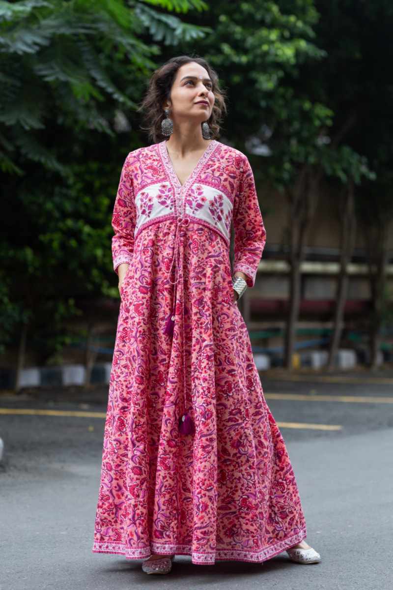 Image for Kusvaa Wsr420 Giynna Cotton Handblock Dress Side