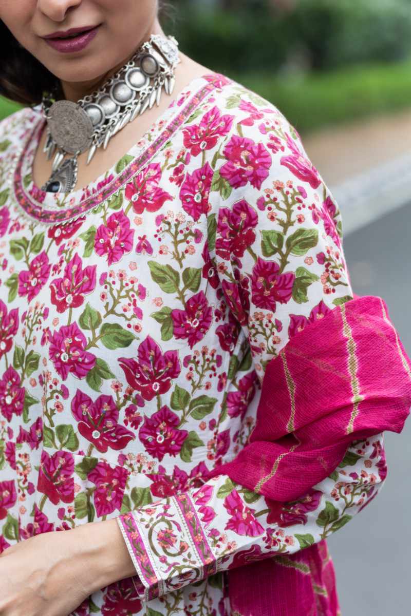 Image for Kusvaa Wsr421 Marsali Handblock Complete Suit Set Closeup