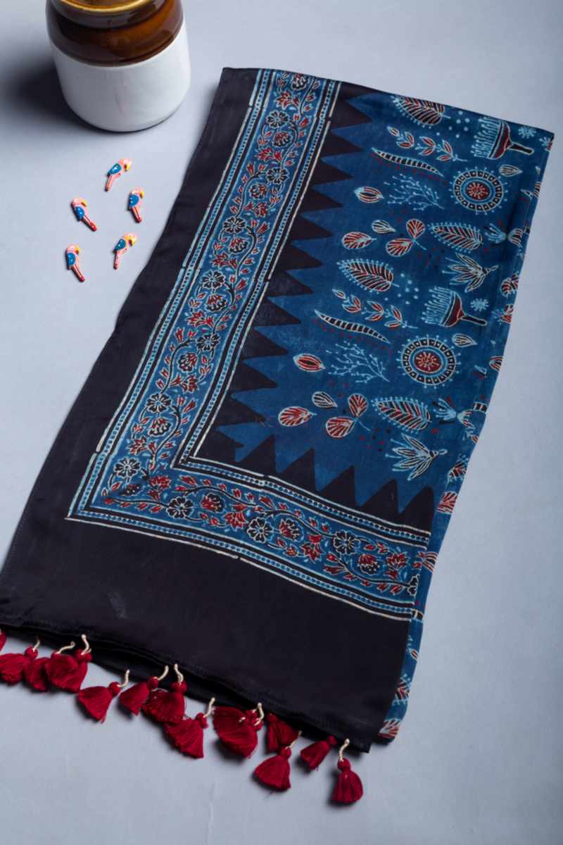 Image for Kusvaa Kiadupatta35 Panchali Ajrakh Modal Stole Featured
