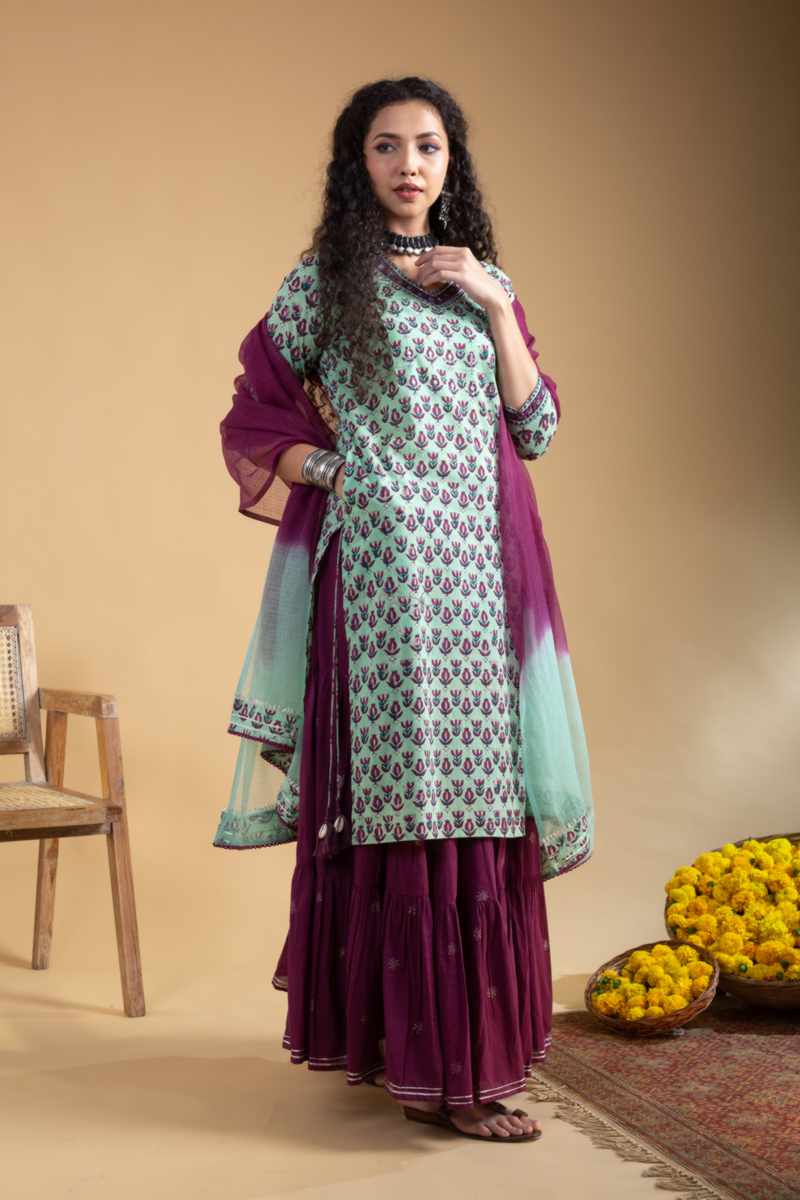 Image for Kusvaa Wsr424 Yesasri Cotton Complete Skirt Set Side