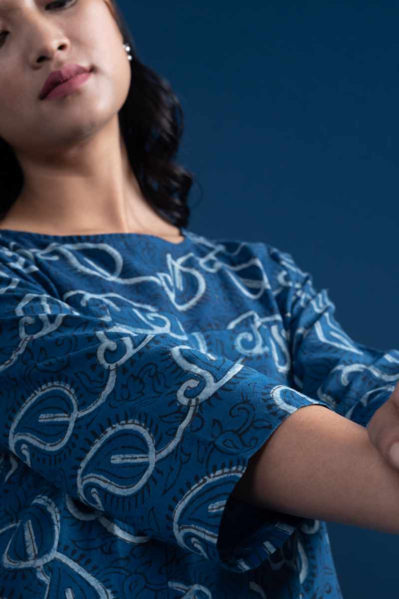Image for Kusvaa Bpr51 Mandalyn Cotton Handblock Kurta Closeup 2 New