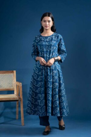 Image for Kusvaa Bpr51 Mandalyn Cotton Handblock Kurta Front New