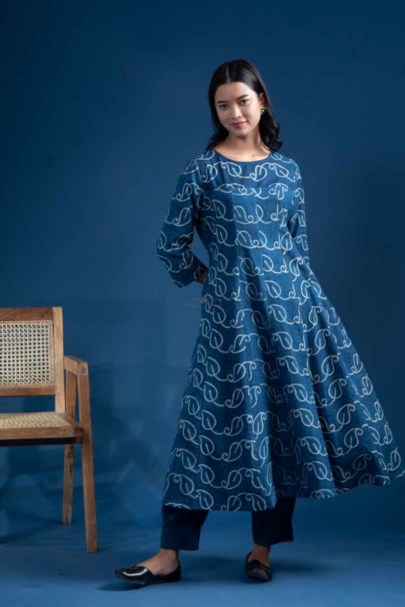 Image for Kusvaa Bpr51 Mandalyn Cotton Handblock Kurta Side New