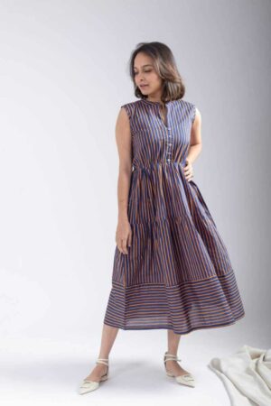 Image for Kusvaa Ne26 Jyoti Cotton Stripe Dress Side