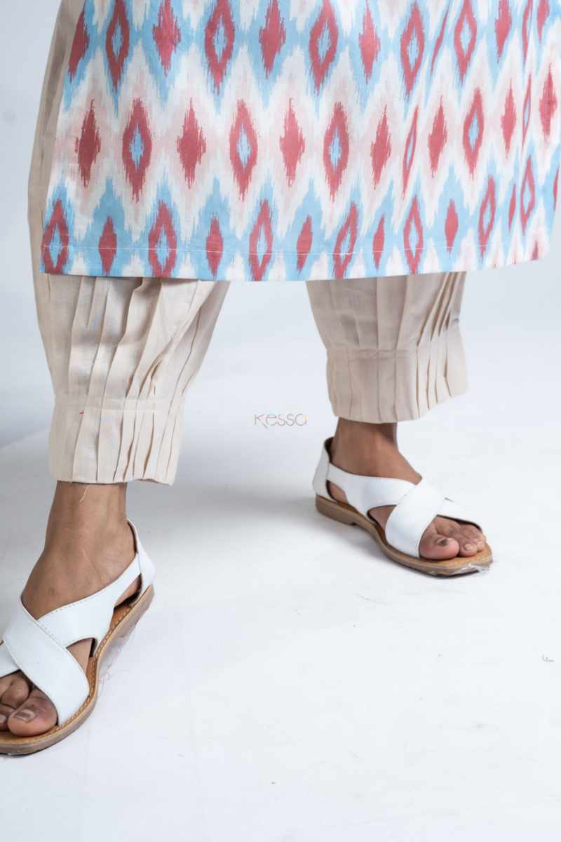 Image for Kusvaa Nekurta18 Ishmita Ikkat Print Straight Fit Kurta Sitting New