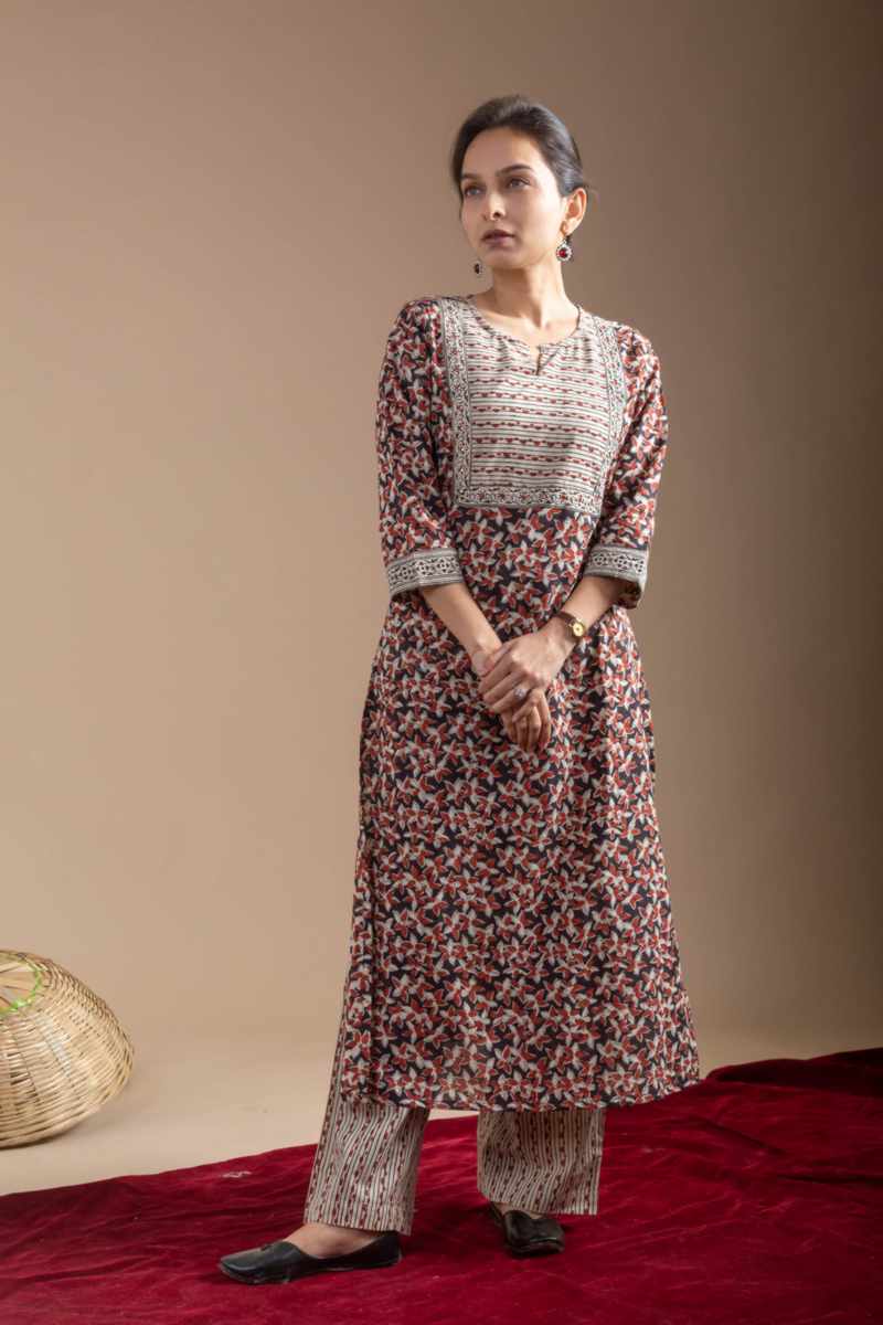 Image for Kusvaa Vcr255 Rohana Cotton Kurta Pant Set Featured New