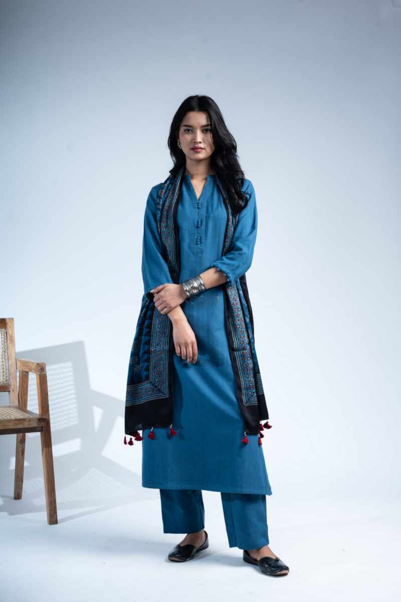 Image for Kusvaa Ws1083 Neema Woolen Kurta With Pant Set Front