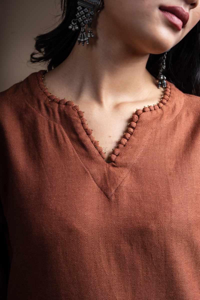 Image for Kusvaa Ws1086 Kiran Woolen Straight Fit Kurta Closeup