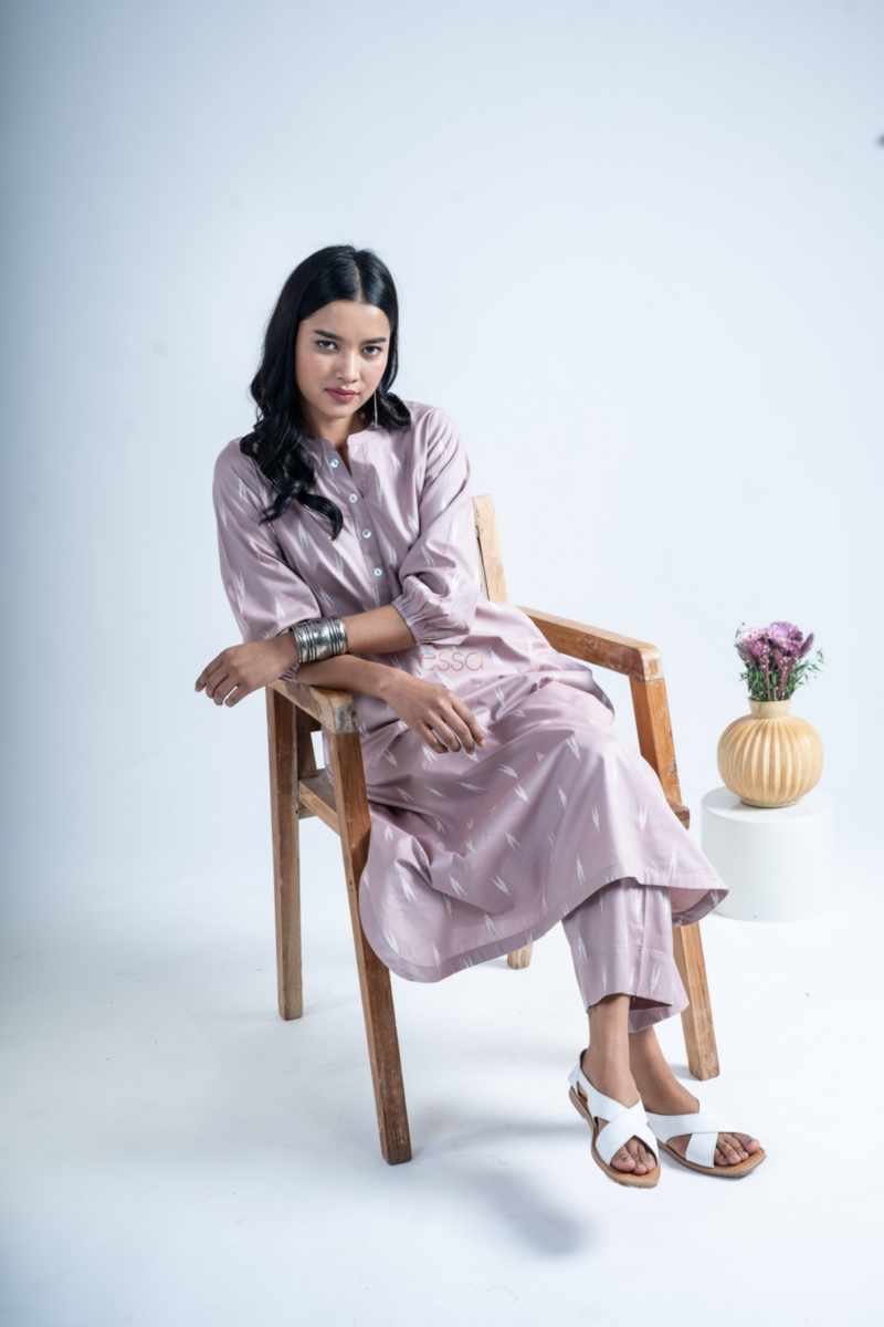 Image for Kusvaa Ws1090 Ekanta South Cotton Kurta Pant Set Sitting