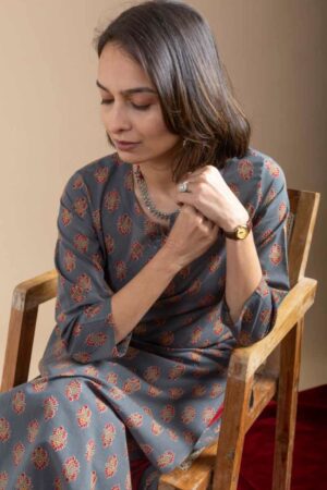 Image for Kusvaa Mbek02 Premala Cotton Bootil Print Kurta Closeup 2