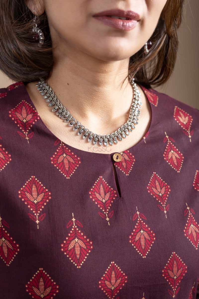 Image for Kusvaa Mbek03 Tanvi Cotton Bootil Print Kurta Closeup