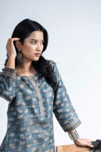 Image for Kusvaa Ne19 Rubaina Tussar Kurta Pant Set Side