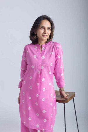 Image for Kusvaa Ne29 Jiya Cotton Bandhini Print Kurta Pant Set Featured New