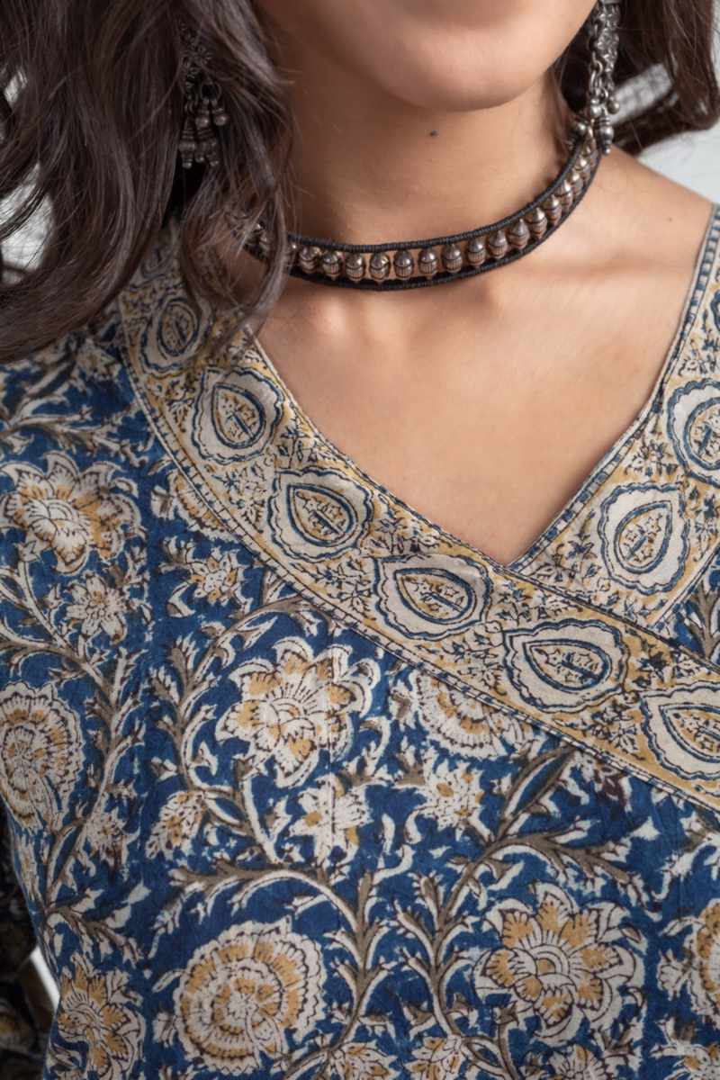 Image for Kusvaa Ne32 Suhani Cotton Kalamkari Kurta Closeup