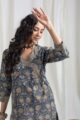 Image for Kusvaa Ne32 Suhani Cotton Kalamkari Kurta Side