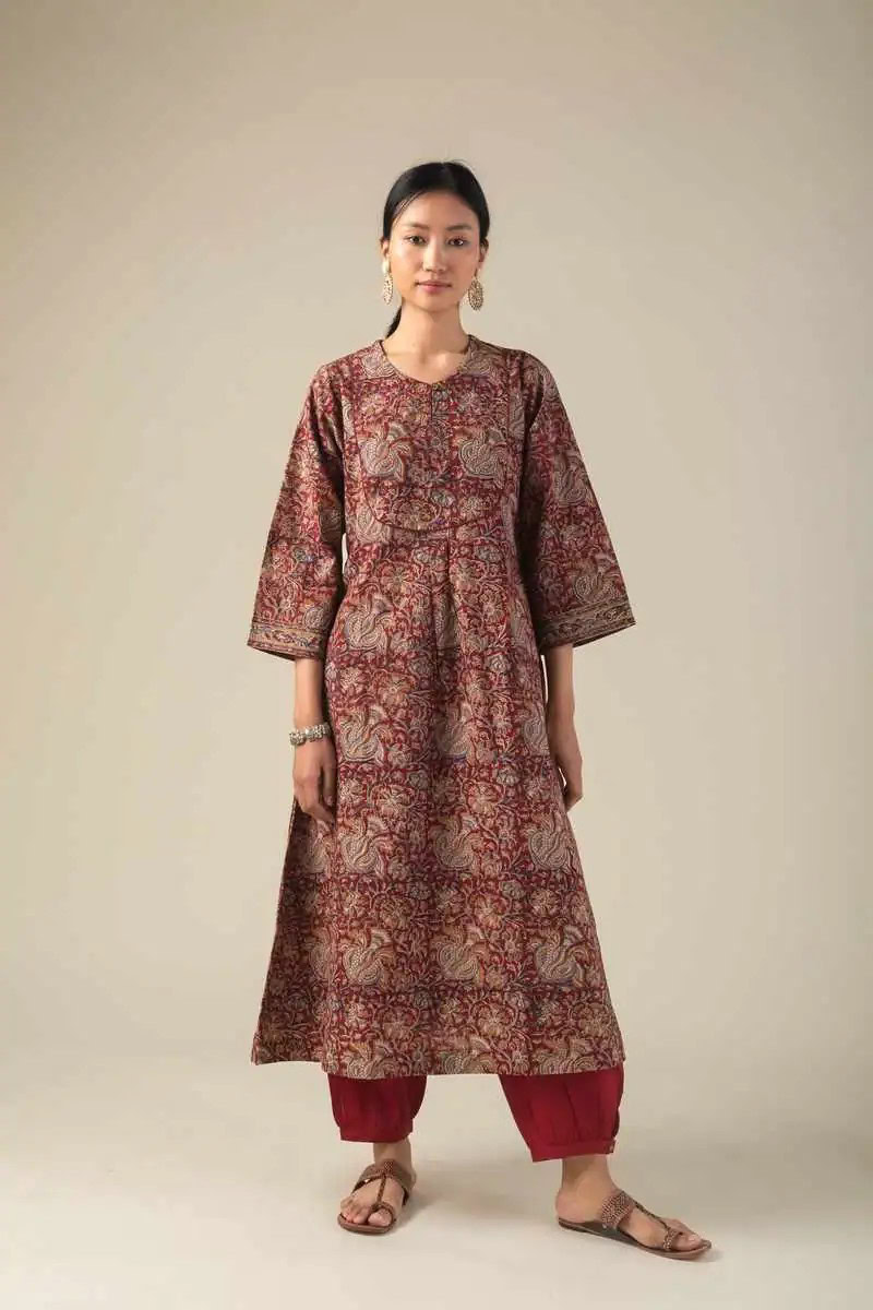 Image for Kusvaa Ne37 Kashiti Cotton Kalamkari Kurta Featured New