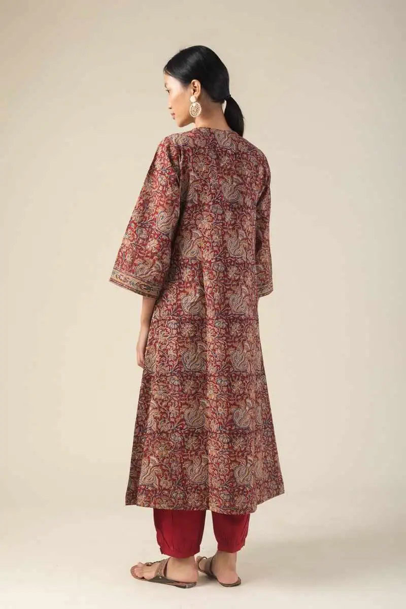 Image for Kusvaa Ne37 Kashiti Cotton Kalamkari Kurta Side New