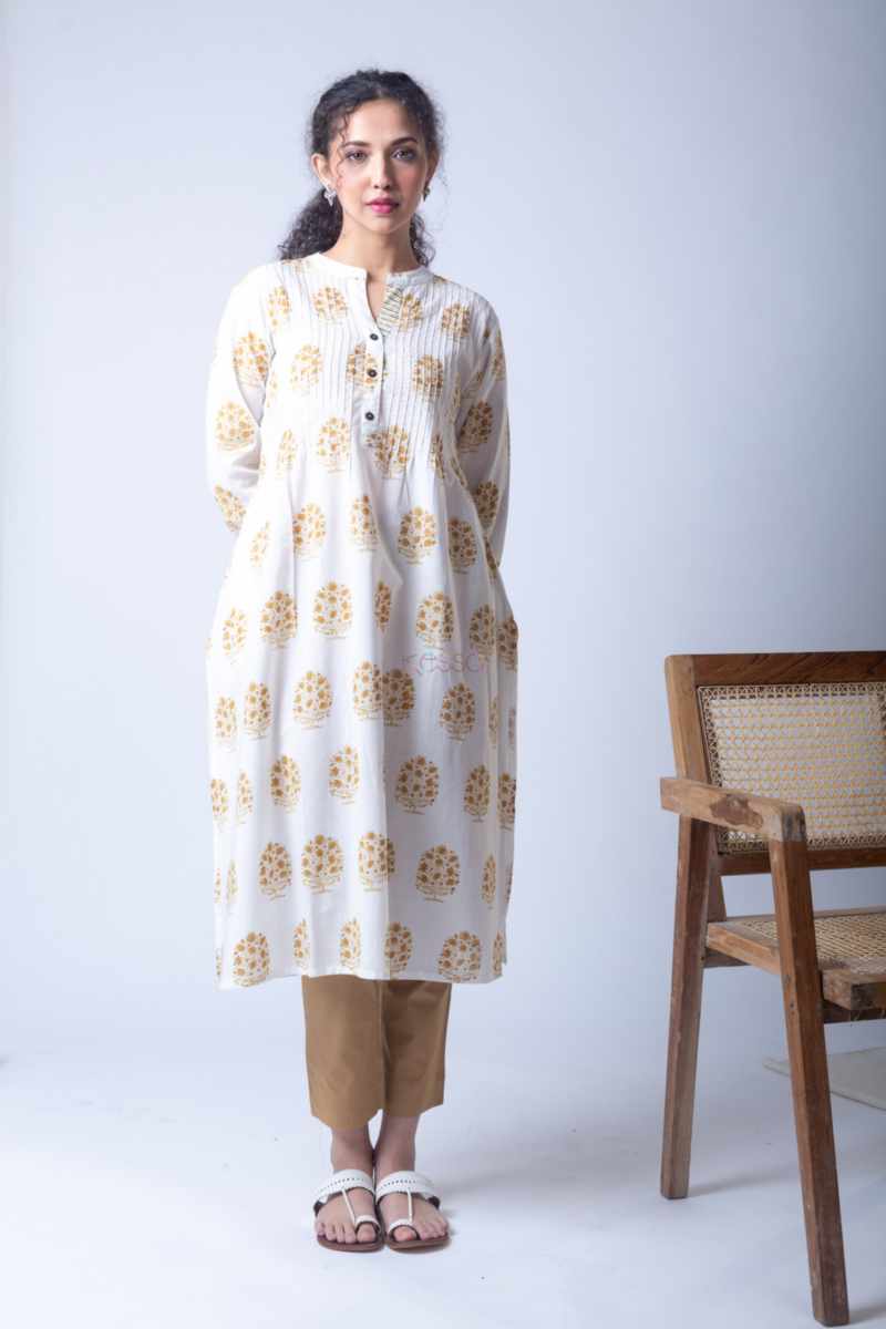 Image for Kusvaa Vcr197k Anshika Cotton Handblock Kurta Side