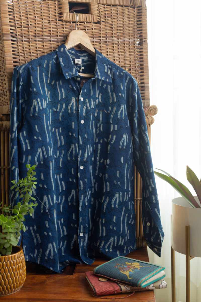 Image for Kusvaa Bpr53 Aahan Handblock Men Full Sleeves Shirt Front