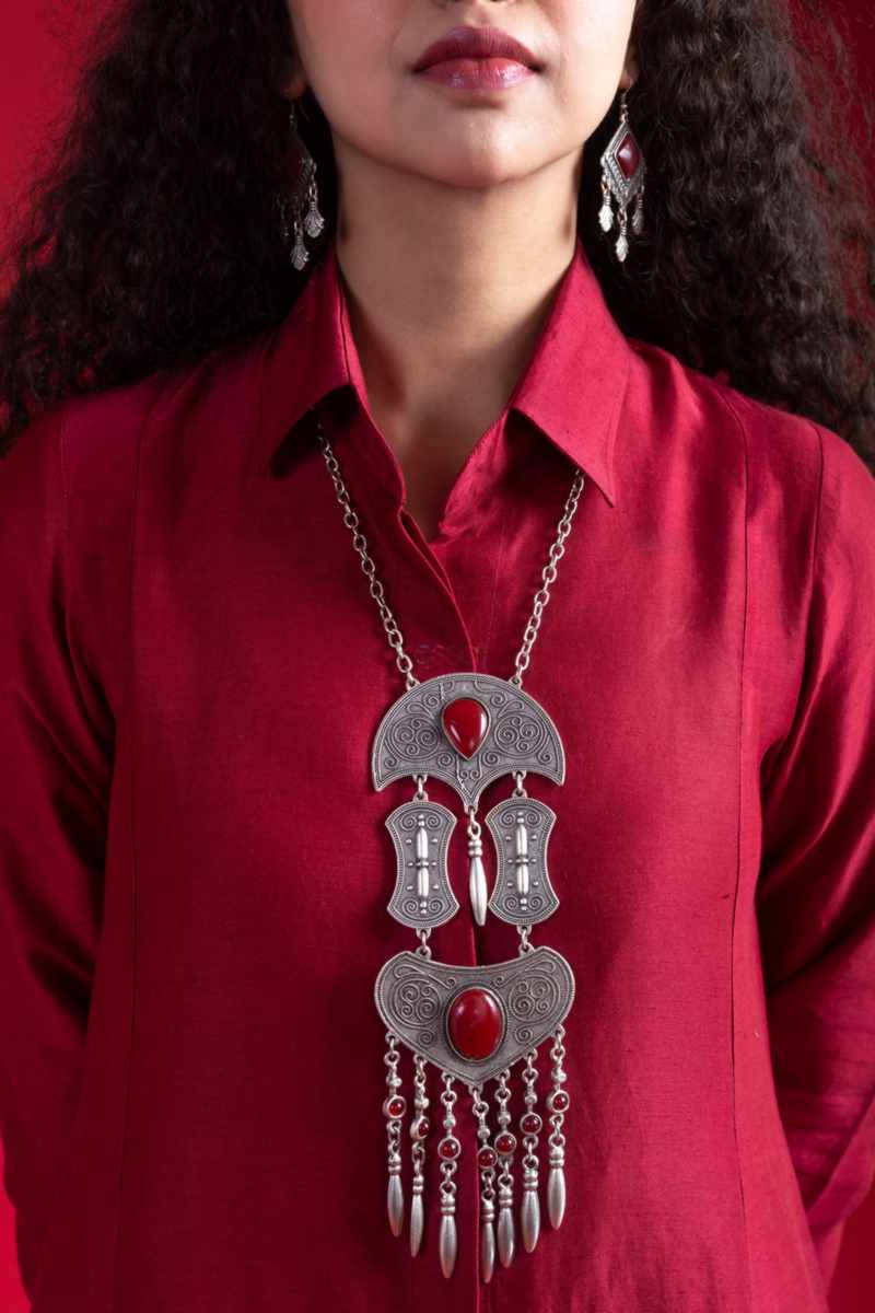 Image for Kusvaa Ne40 Aditi Linen Satin A Line Dress Closeup