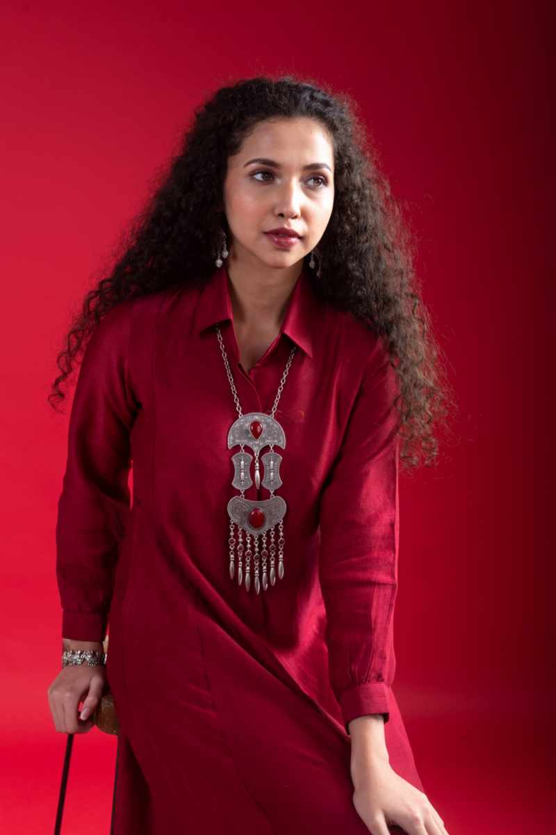 Image for Kusvaa Ne40 Aditi Linen Satin A Line Dress Featured