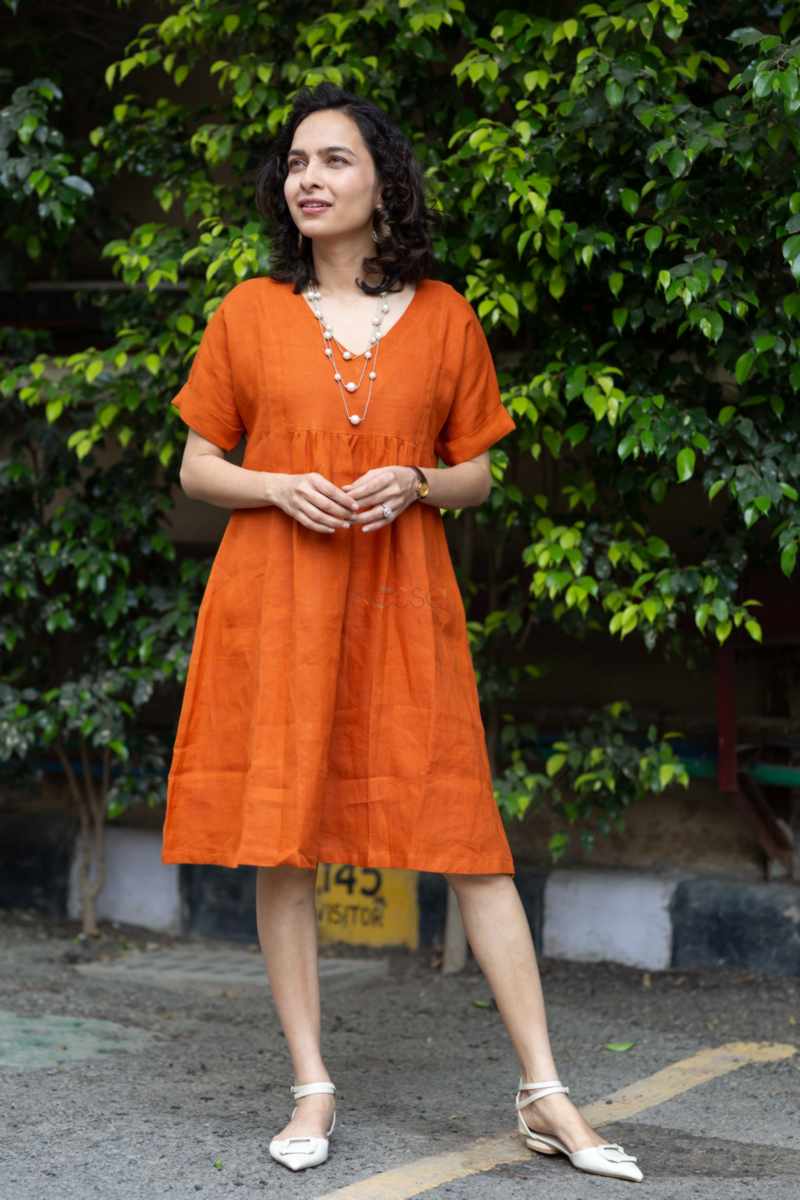 Buy On-demand AVDAF242 Hemlata Linen Dress Online | Kusvaa