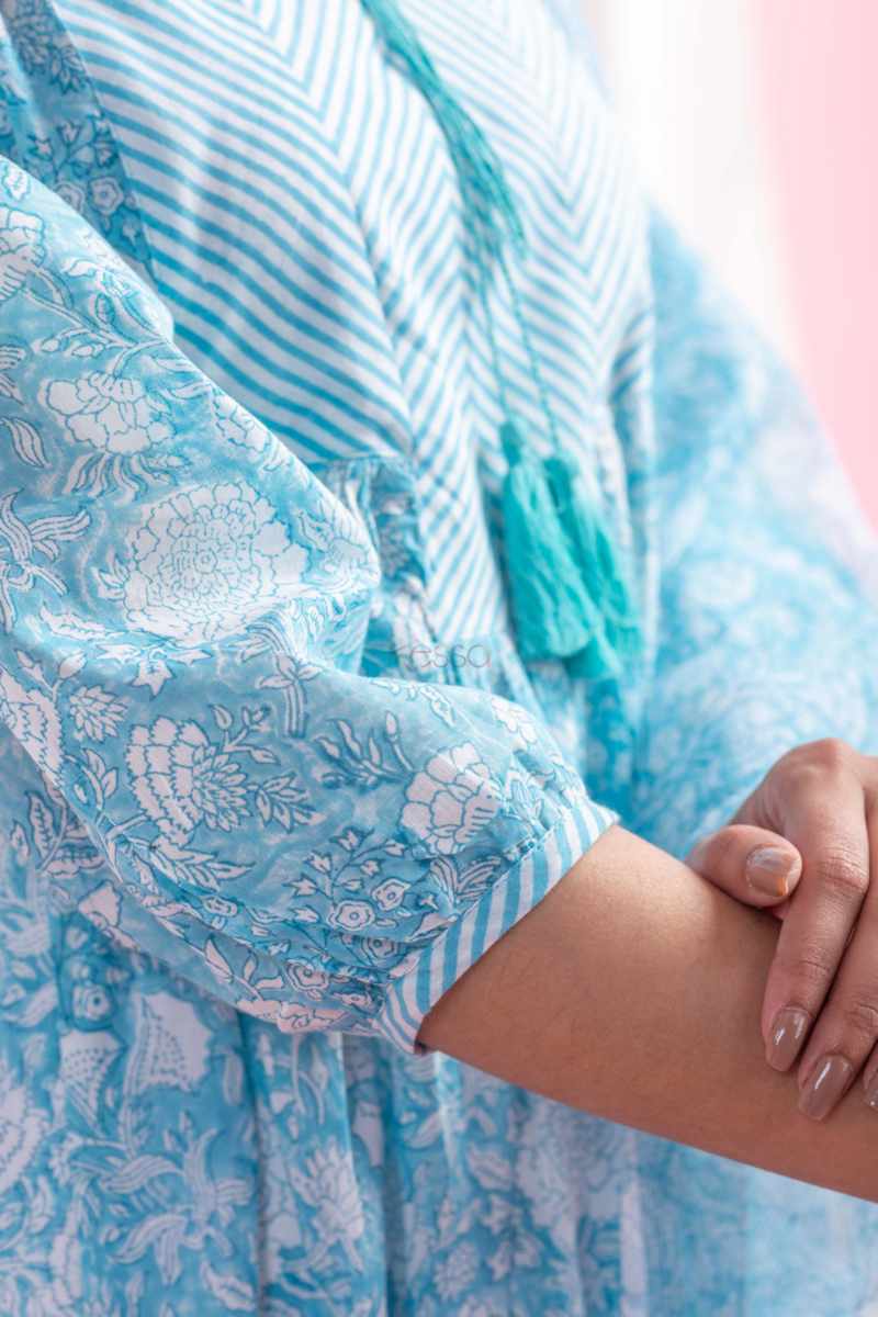 Image for Kusvaa Avdaf282 Fanisha Cotton Kurta With Kota Doriya Dupatta Set Closeup 2