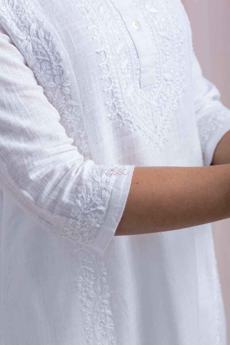 Image for Kusvaa Bpr54 Janiah Cotton Slub Kurta Pant Set Closeup 2