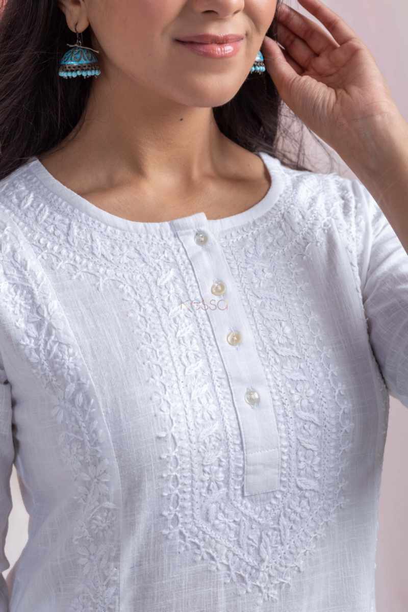 Image for Kusvaa Bpr54 Janiah Cotton Slub Kurta Pant Set Closeup