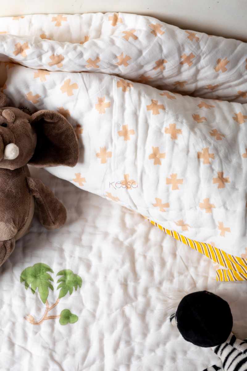 Image for Kusvaa Kaq290 Sashangi Blockprint Mulmul Baby Quilt Front