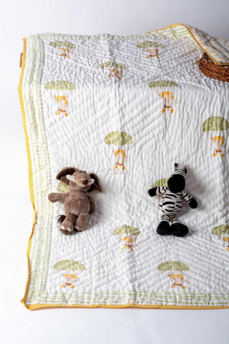 Image for Kusvaa Kaq294 Hritvi Blockprint Mulmul Baby Quilt Featured