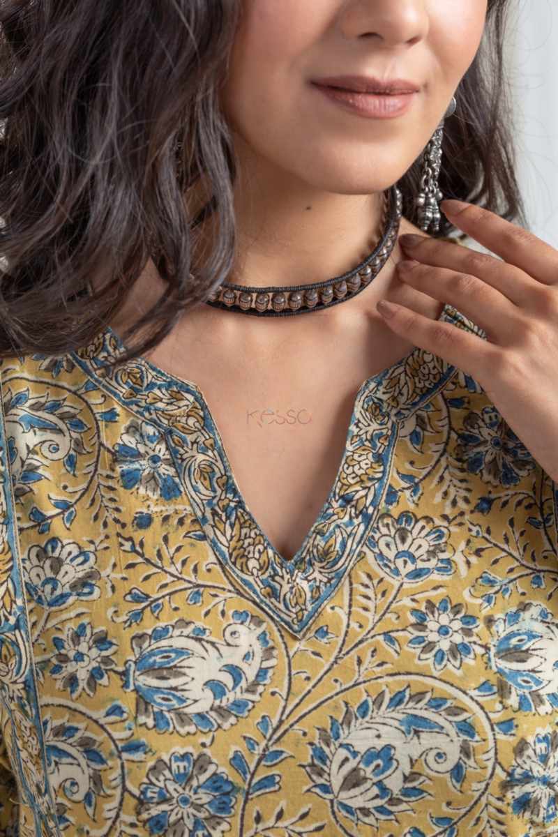 Image for Kusvaa Ne34 Ridhima Cotton Kalamkari Kurta Closeup