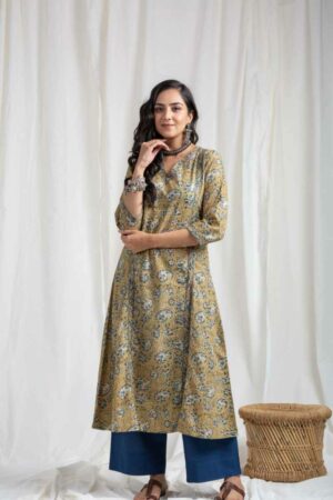 Image for Kusvaa Ne34 Ridhima Cotton Kalamkari Kurta Featured