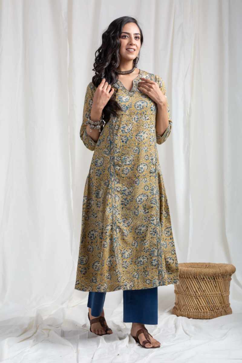 Image for Kusvaa Ne34 Ridhima Cotton Kalamkari Kurta Front