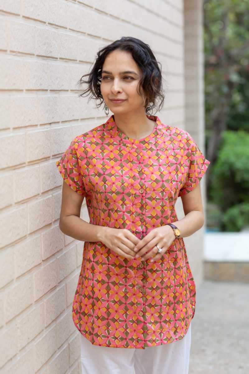 Image for Kusvaa Wsr433 Hetal Cotton Handblock Shirt Featured
