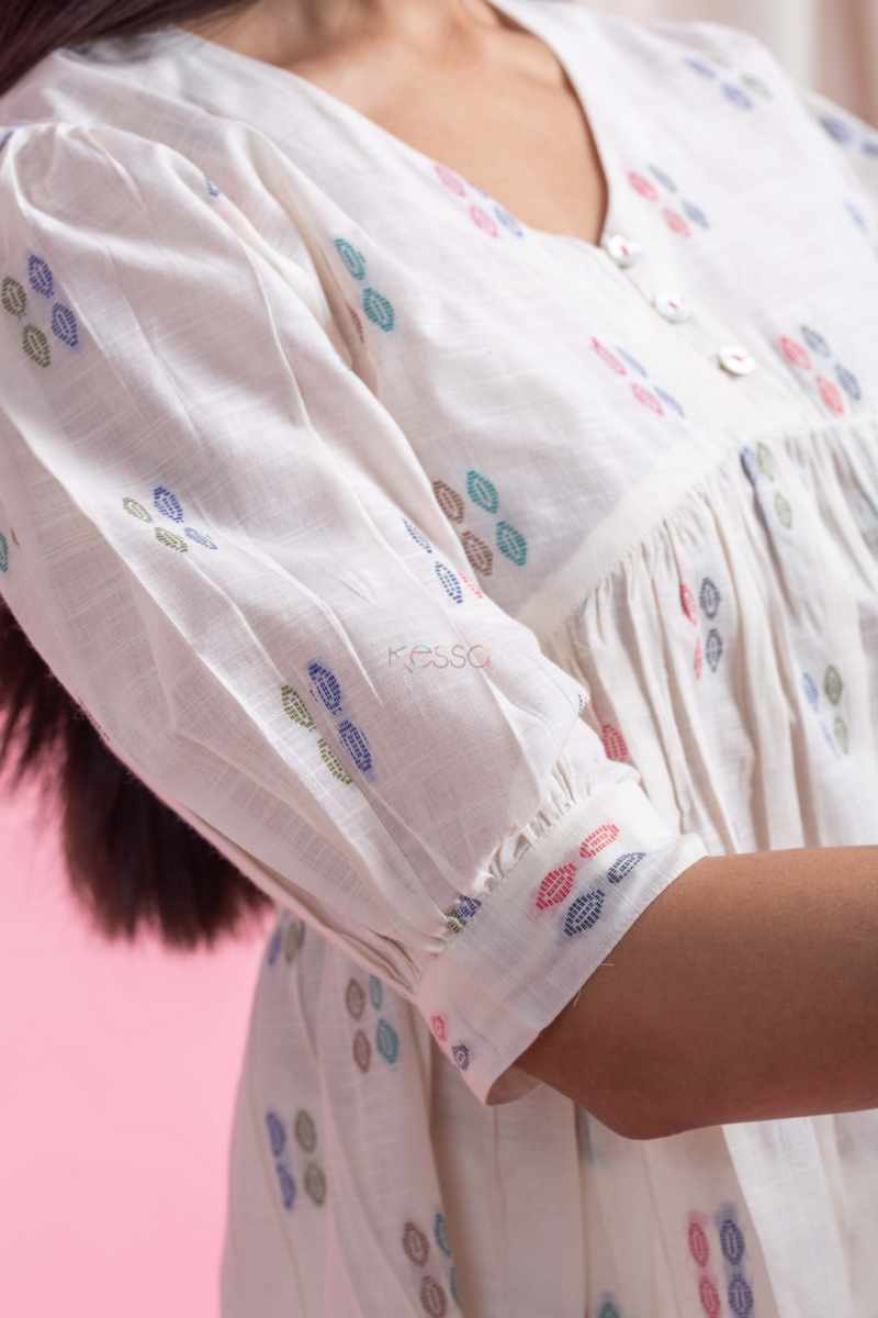 Image for Kusvaa Avdaf283 Reeva Handloom Cotton Short Top Closeup