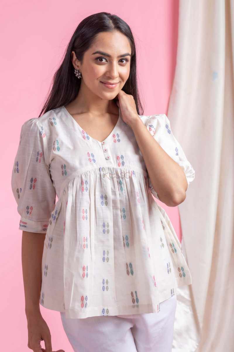 Image for Kusvaa Avdaf283 Reeva Handloom Cotton Short Top Featured