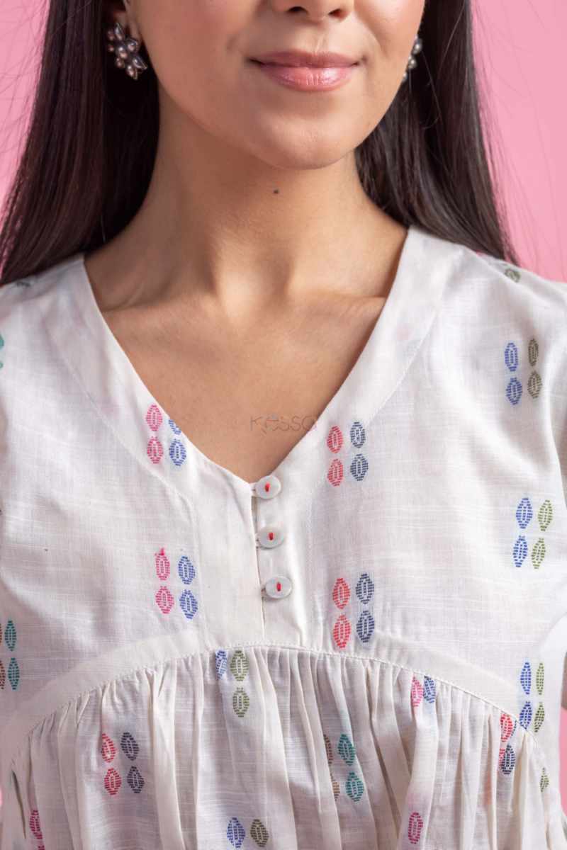 Image for Kusvaa Avdaf283 Reeva Handloom Cotton Short Top Side