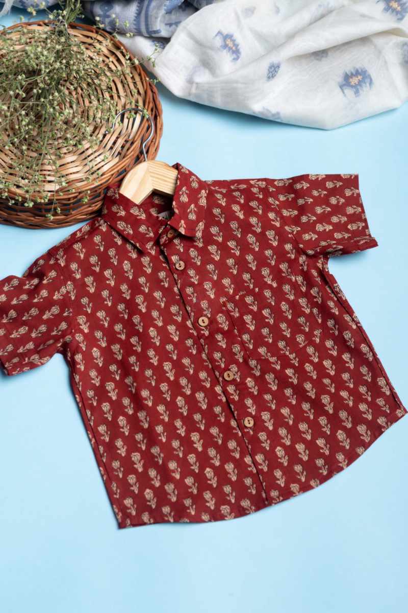 Image for Kusvaa Mbe116 Omar Cotton Boy's Half Sleeves Shrit Side