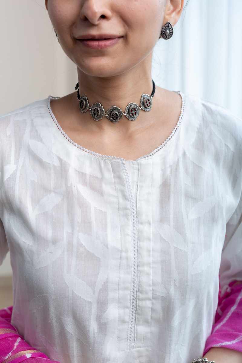 Image for Kusvaa Ne103 Megha Cotton Straight Fit Kurta Closeup