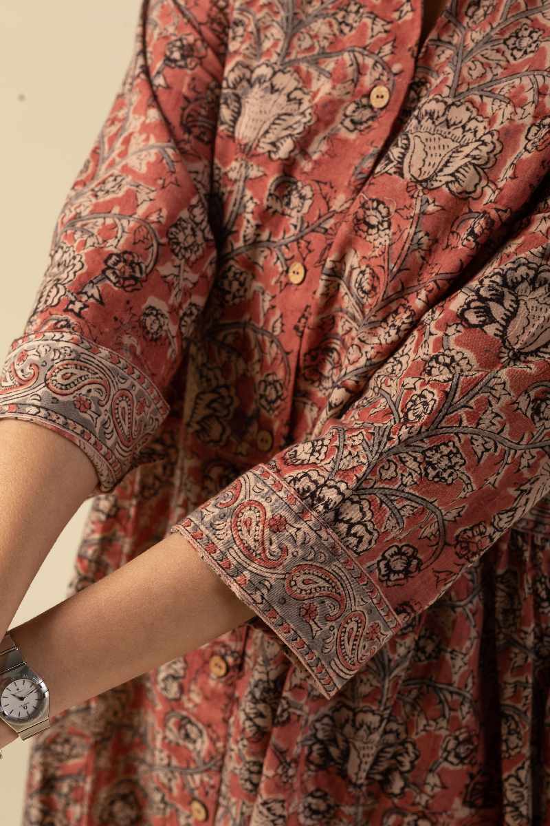 Image for Kusvaa Ne107 Joshilyn Cotton Kalamkari Dress Back Latset