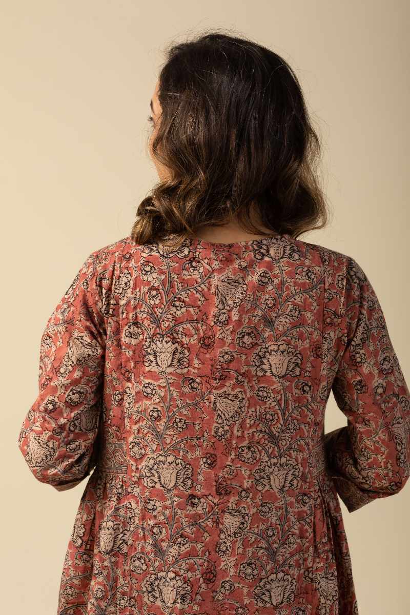 Image for Kusvaa Ne107 Joshilyn Cotton Kalamkari Dress Pocket Latest